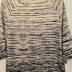 Vince Black and Cream Striped Silk Blouse